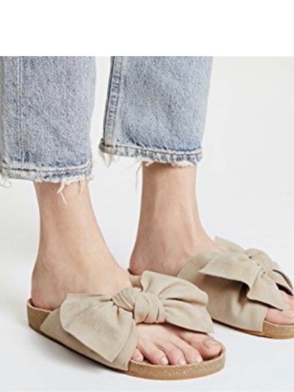 Ulla Johnson Blush Suede Knot Bow Slide sandals 38